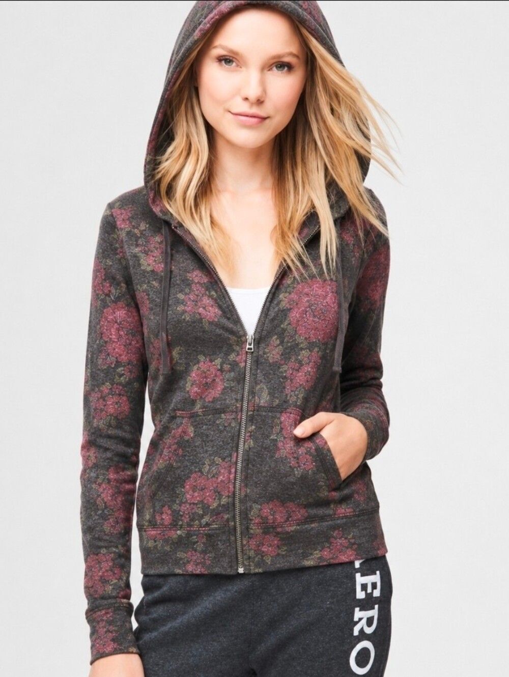 Aéropostale Lightweight Floral Full-Zip Hoodie